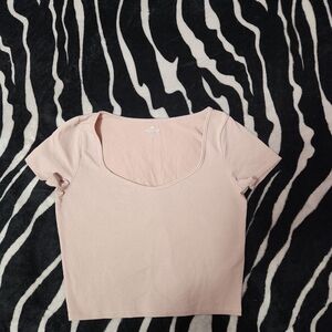 Hollister Blush Ribbed Crop Top